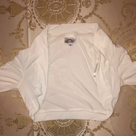 White Cropped Cardigan/Coverup - Picture 1 of 4